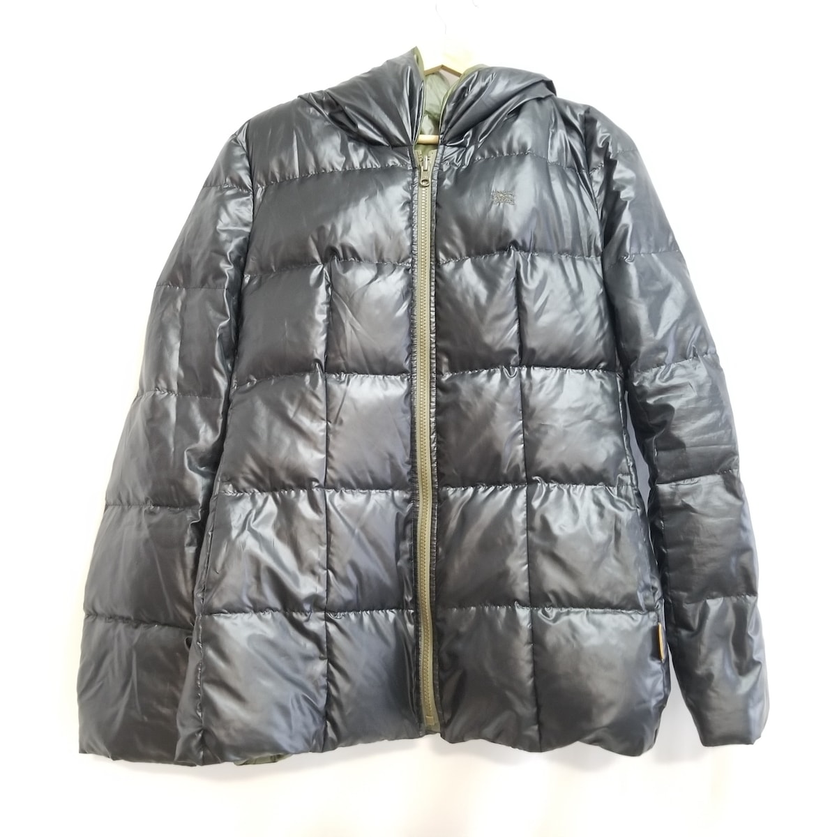 【中古】Burberry Blue Label(バーバリーブルーレーベル) ダウンジャケット 長袖/リバーシブル/冬 黒×カーキ