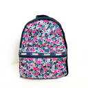 【中古】LESPORTSAC(レスポートサック) リュックサック 花柄 ネイビー×ピンク×マルチ レスポナイロン