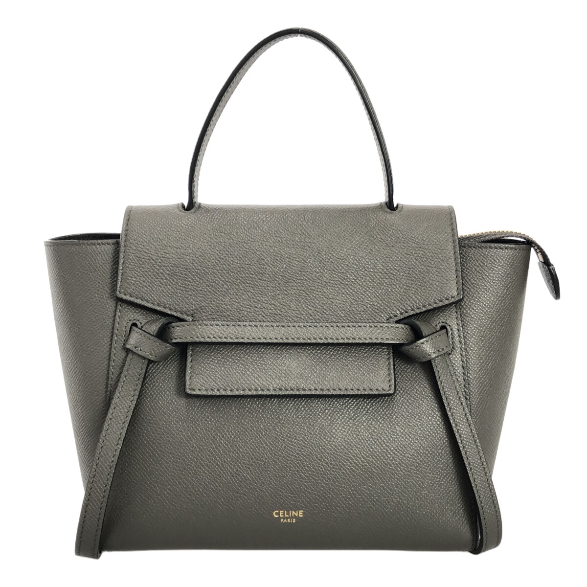 【中古】CELINE(セリーヌ) ベルトバッグナノ ハンドバッグ グレー グレインドカーフスキン