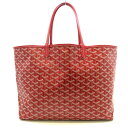 【中古】GOYARD(ゴヤール) サンルイPM トートバッグ レッド×白×マルチ コーティングキャン ...