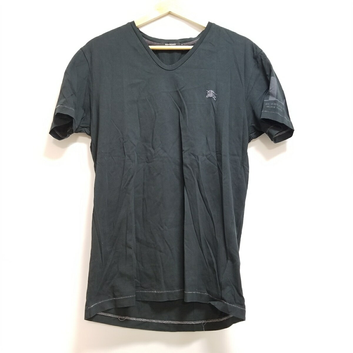 【中古】Burberry Black Label(バーバリーブラックレーベル) 半袖Tシャツ Vネック 黒