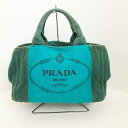 【中古】PRADA(プラダ) CANAPA トートバッグ グリーン×ダークグリーン キャンバス