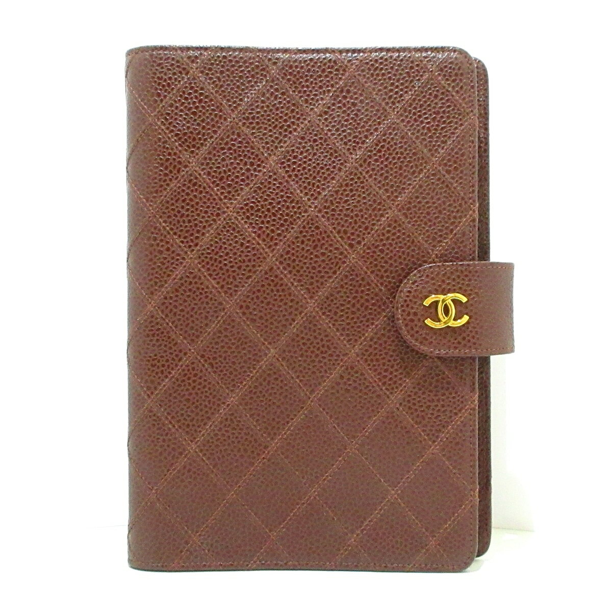 【新着】【中古】CHANEL(シャネル) ビコローレ 手帳 ゴールド金具 ボルドー キャビアスキン