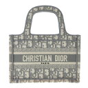 【中古】DIOR/ChristianDior(ディオール/クリスチャンディオール) ブックトート ミニバッグ トートバッグ アイボリー×グレー ジャガード