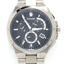 【中古】CITIZEN(シチズン) アテッサ 腕時計 電波/クロノグラフ 黒