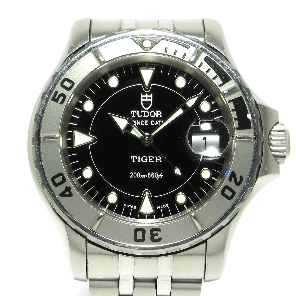 【中古】TUDOR(チューダー/チュードル) プリンスデイト タイガー 腕時計 SS/11コマ 黒