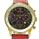 【中古】BREITLING(ブライトリング) ナビタイマー モンブリラン 腕時計 K18RG/クロノグラフ/社外ベルト 黒