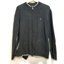 【中古】Burberry Black Label(バーバリーブラックレーベル) カーディガン 長袖/ジップアップ 黒×グレー