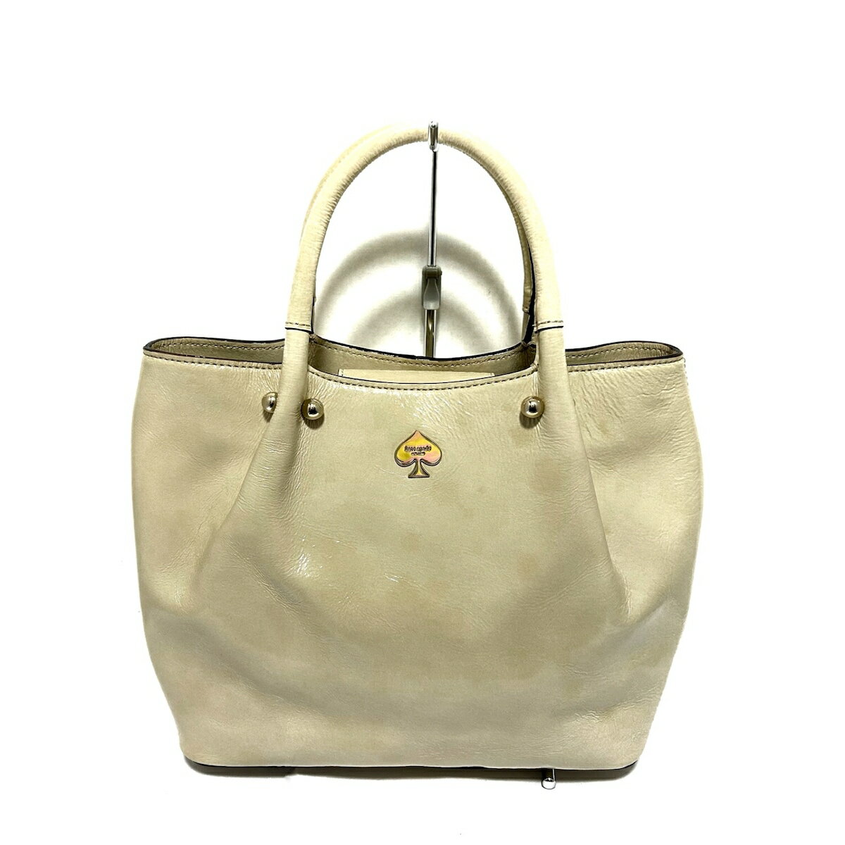 【中古】Kate spade(ケイトスペード) ハンドバッグ アイボリー エナメル（レザー）