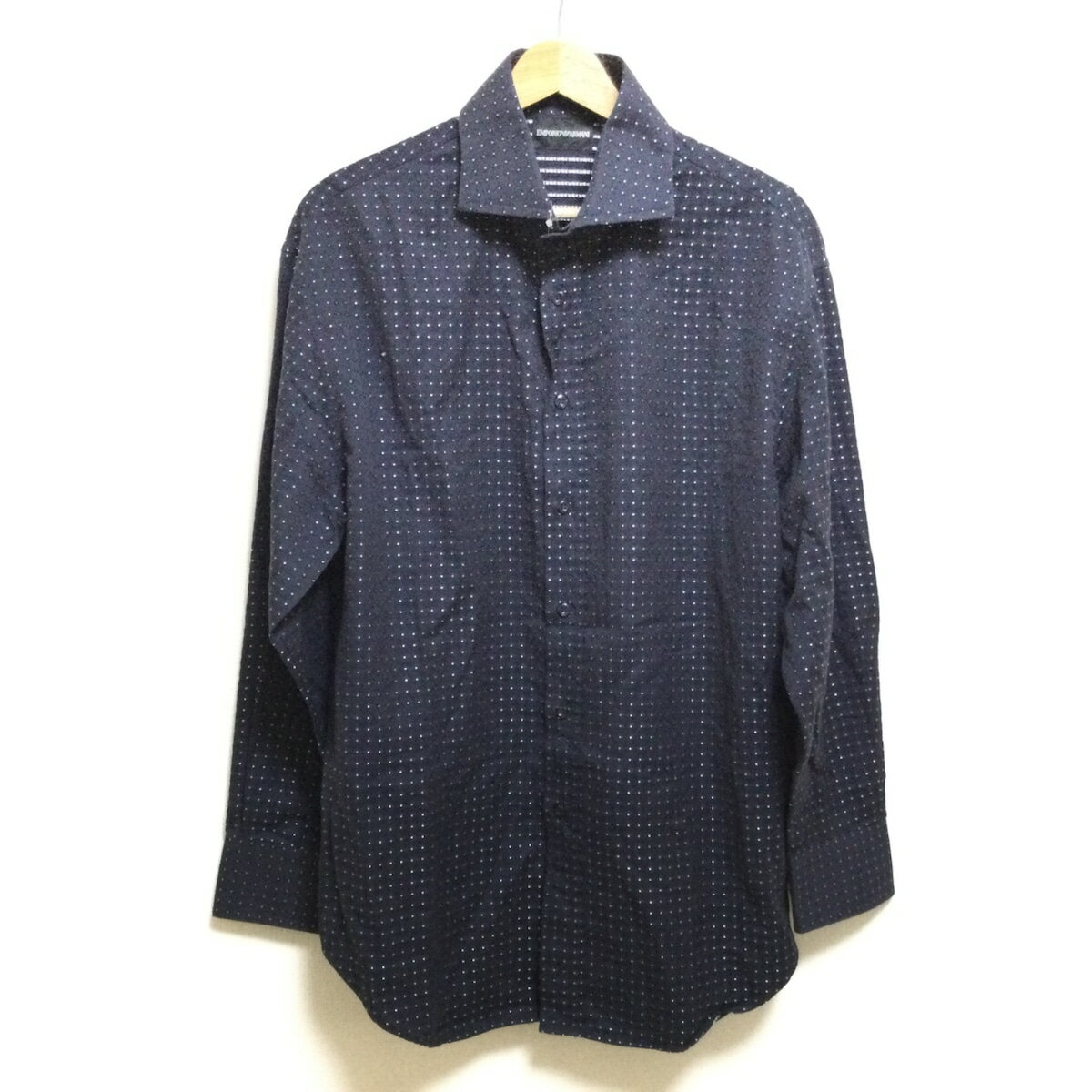 【中古】EMPORIOARMANI(エンポリオアルマーニ) 長袖シャツ ダークネイビー×白