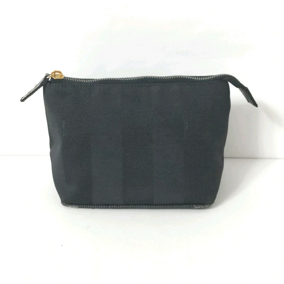 【中古】FENDI(フェンディ) ペカン ポーチ 黒 ジャガード×レザー