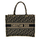 【新着】【中古】DIOR/ChristianDior(ディオール/クリスチャンディオール) ブックトートミディアムバッグ/旧スモール トートバッグ アイボリー×ダークネイビー ジャガード