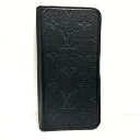 【新着】【中古】LOUIS VUITTON(ルイヴィトン) IPHONE11フォリオ 携帯電話ケース iPhoneケース/イニシャル刻印 ノワール モノグラム アンプラント レザー（皮革の種類：牛革）