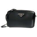 【新着】【中古】PRADA(プラダ) プラダ ブリック ブラッシュドレザー バッグ ショルダーバッグ ラウンドファスナー/ミニサイズ 黒 ブラッシュドレザー