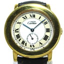 【中古】Cartier(カルティエ) マスト2 ロンド 腕時計 925/革ベルト 白×ベージュ