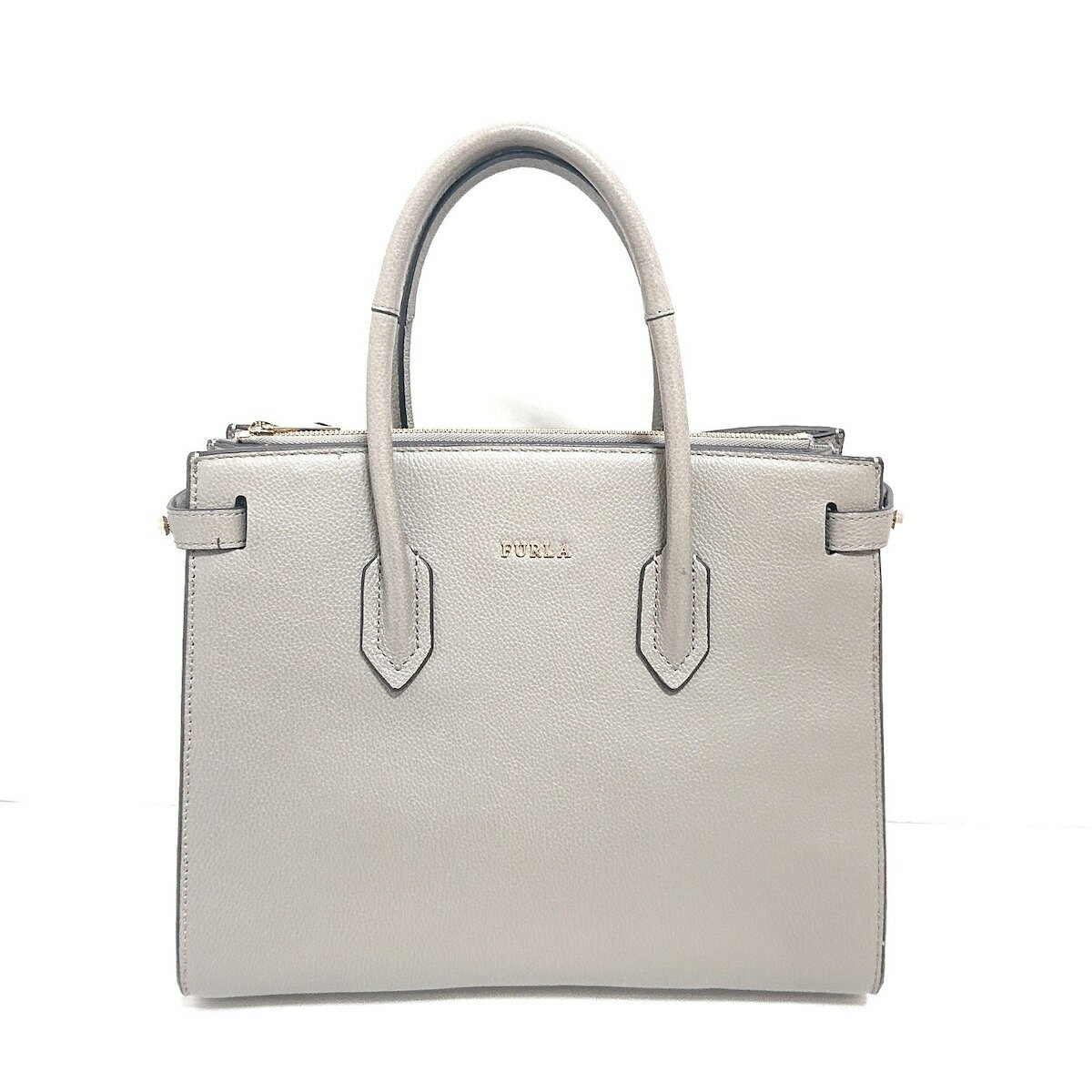 【中古】FURLA(フルラ) ルーチェ トートバッグ グレーベージュ レザー