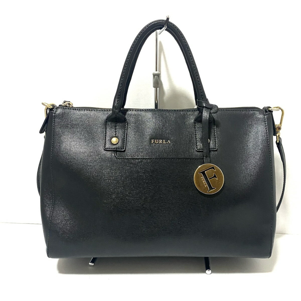 【中古】FURLA(フルラ) ハンドバッグ 黒 レザー