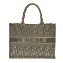 【中古】DIOR/ChristianDior(ディオール/クリスチャンディオール) ブックトートミディアムバッグ/旧スモール トートバッグ ディオール オブリーク ダークグレー×グレー×アイボリー ジャガード