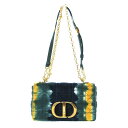 【新着】【中古】DIOR/ChristianDior(ディオール/クリスチャンディオール) ディオール カロ スモール バッグ ショルダーバッグ チェーンショルダー/ストラップ着脱可/タイダイ ダークネイビー×ブルーグリーン×イエロー デニム