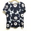 【中古】marimekko(マリメッコ) チュニック 半袖/フラワー(花) 白×ダークネイビー×ライトピンク