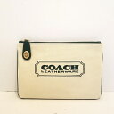 【中古】COACH(コーチ) クラッチバッグ アイボリー キャンバス