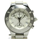 【中古】Cartier(カルティエ) マスト21クロノスカフSM 腕時計 SS×ラバー/クロノグラフ 白