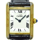 【中古】Cartier(カルティエ) マストタンクヴェルメイユ 腕時計 925/アリゲーターベルト 白×アイボリー
