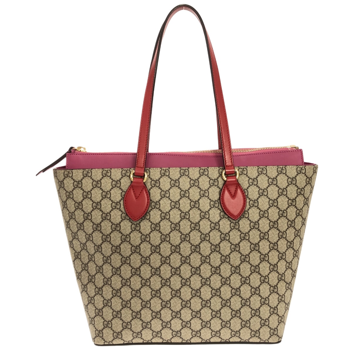 【新着】【中古】GUCCI(グッチ) GGスプリーム キャンバス トートバッグ トートバッグ ベージュ×ダークブラウン×マルチ PVC(塩化ビニール)×レザー