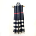 【新着】【中古】BURBERRY LONDON ENGLAND(バーバリーロンドンイングランド) ストール(ショール) チェック柄 ダークネイビー×グレー×マルチ カシミヤ