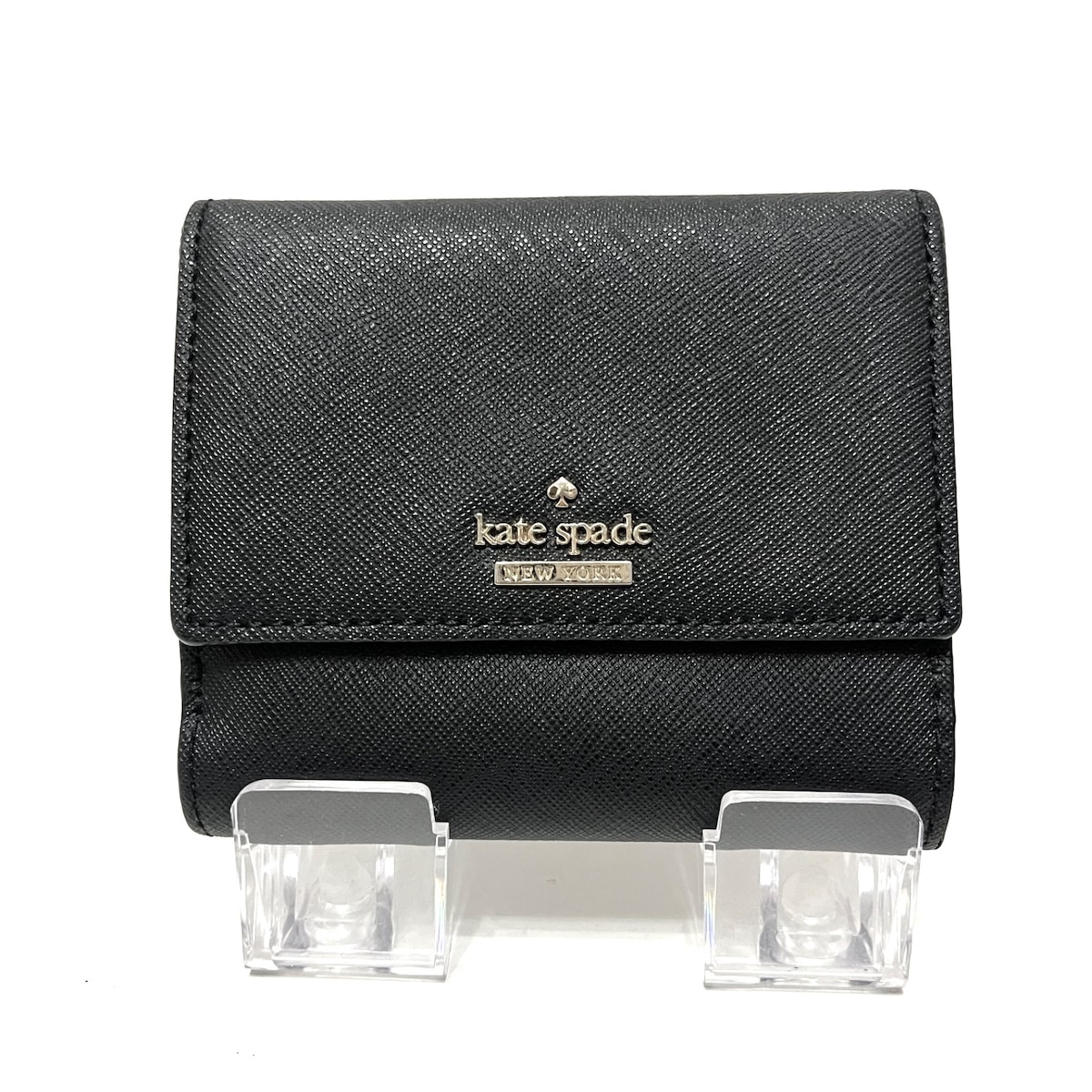 【中古】Kate spade(ケイトスペード) Wホック財布 黒 レザー