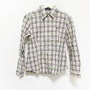 【中古】Burberry Blue Label(バーバリーブルーレーベル) 長袖シャツブラウス チェック柄 ベージュ×黒×レッド