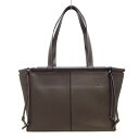 【新着】【中古】LOEWE(ロエベ) クッショントート スモール トートバッグ グレーベージュ レザー