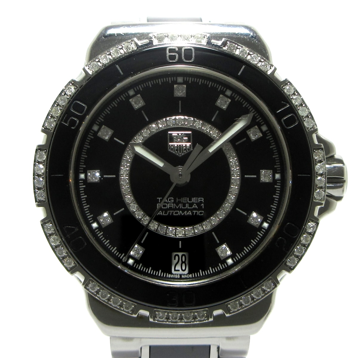 【中古】TAG Heuer(タグホイヤー) フォーミュラ1 腕時計 SS×セラミック/11Pダイヤインデックス/ダイヤベゼル/裏スケ 黒