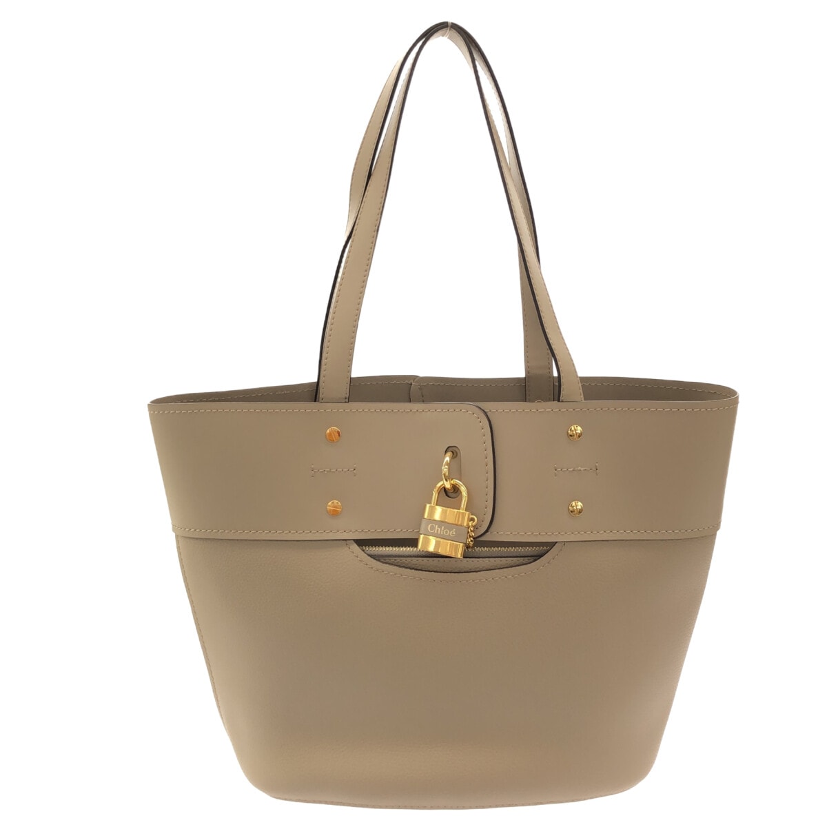 【中古】Chloe(クロエ) アビー トートバッグ グレーベージュ レザー