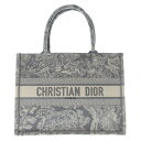 【新着】【中古】DIOR/ChristianDior(ディオール/クリスチャンディオール) ブックトートミディアムバッグ/旧スモール トートバッグ リバース トワル ドゥ ジュイ エンブロイダリー グレー×アイボリー ジャガード