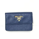 【新着】【中古】PRADA(プラダ) 名刺入れ ネイビー レザー