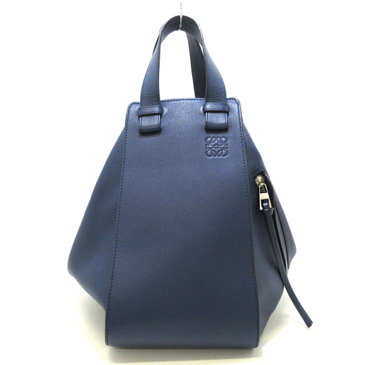 【中古】LOEWE(ロエベ) ハンモックバッグミディアム ハンドバッグ ネイビー カーフレザー