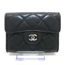 【新着】【中古】CHANEL(シャネル) マトラッセ コインケース シルバー金具 黒 ラムスキン