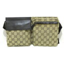 【新着】【中古】GUCCI(グッチ) GG柄 ウエストポーチ ベージュ×ダークブラウン ジャガード×レザー