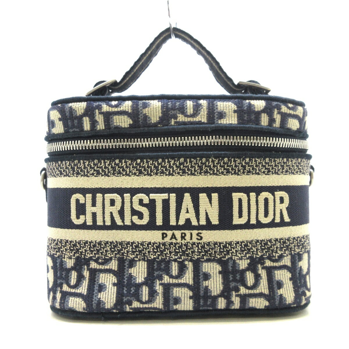 【中古】DIOR/ChristianDior(ディオール/クリスチャンディオール) ディオール トラベル ヴァニティ スモール バニティバッグ ベージュ×ネイビー ジャガード