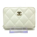 【新着】【中古】CHANEL(シャネル) マトラッセ コインケース ラウンドファスナー/ゴールド金具 白 キャビアスキン