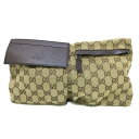 【新着】【中古】GUCCI(グッチ) GG柄 ウエストポーチ ベージュ×ダークブラウン ジャガード×レザー