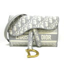 【新着】【中古】DIOR/ChristianDior(ディオール/クリスチャンディオール) サドル スリムポーチ/ディオール オブリーク エンブロイダリー ショルダーバッグ ストラップ着脱可 アイボリー×グレー ジャガード