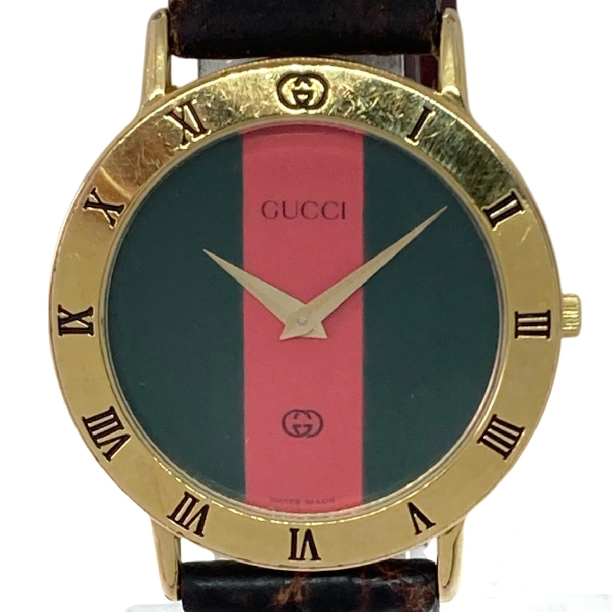 【新着】【中古】GUCCI(グッチ) シェリー 腕時計 社外ベルト グリーン×レッド