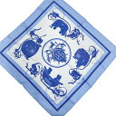 【中古】HERMES(エルメス) カレ40 スカーフ ライトブルー×ブルー×マルチ