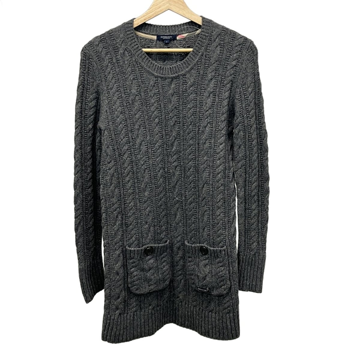 【中古】Burberry LONDON(バーバリーロンドン) ワンピース 長袖/ひざ丈/ニット グレー
