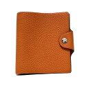 【中古】HERMES(エルメス) ユリスミニ 手帳 シルバー金具 オレンジ