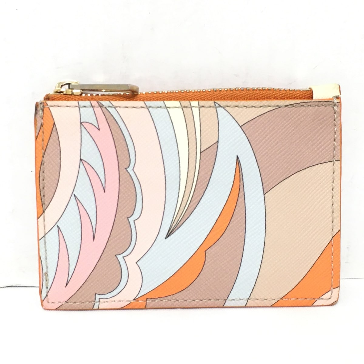 【新着】【中古】EMILIO PUCCI(エミリオプッチ) コインケース キーリング付き ライトブルー×オレンジ×マルチ レザー