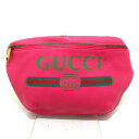 【新着】【中古】GUCCI(グッチ) グッチプリントベルトバッグ ウエストポーチ ピンク レザー