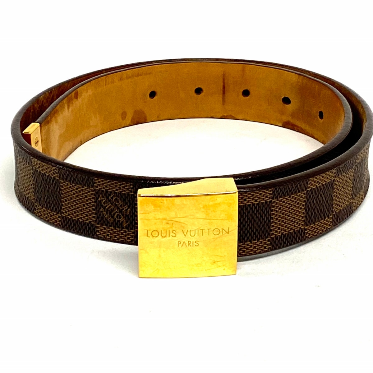 【中古】LOUIS VUITTON(ルイヴィトン) ベルト エベヌ ダミエ・キャンバス